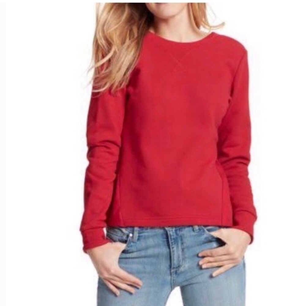 ELLA MOSS Sabrina sexy back tie sweatshirt top spices red size small